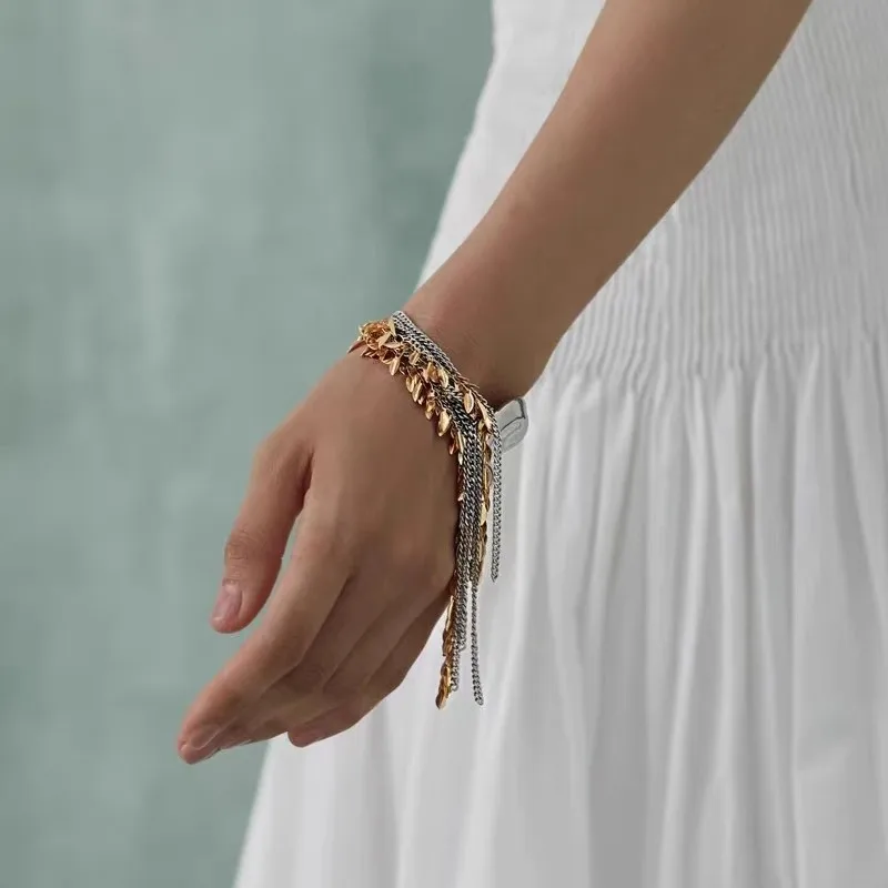 Two color tassel earring bracelet