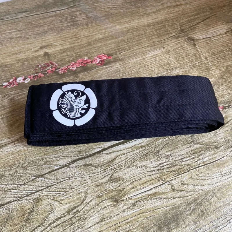 Iaido Obi Belt Kendo Kyudo Aikido Laiko Waistband Traditional Japanese Samurai Sword Accessories for Martial Arts Oda Kamon