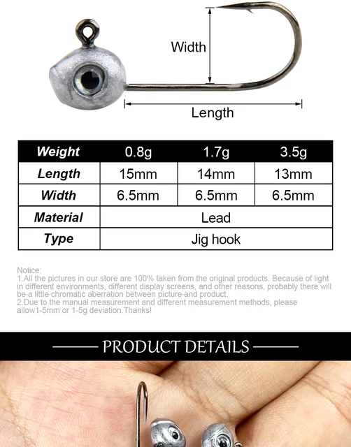 Spinpoler Mini Light Jig Head 0.8g 1.7g 3.5g Rockfish For