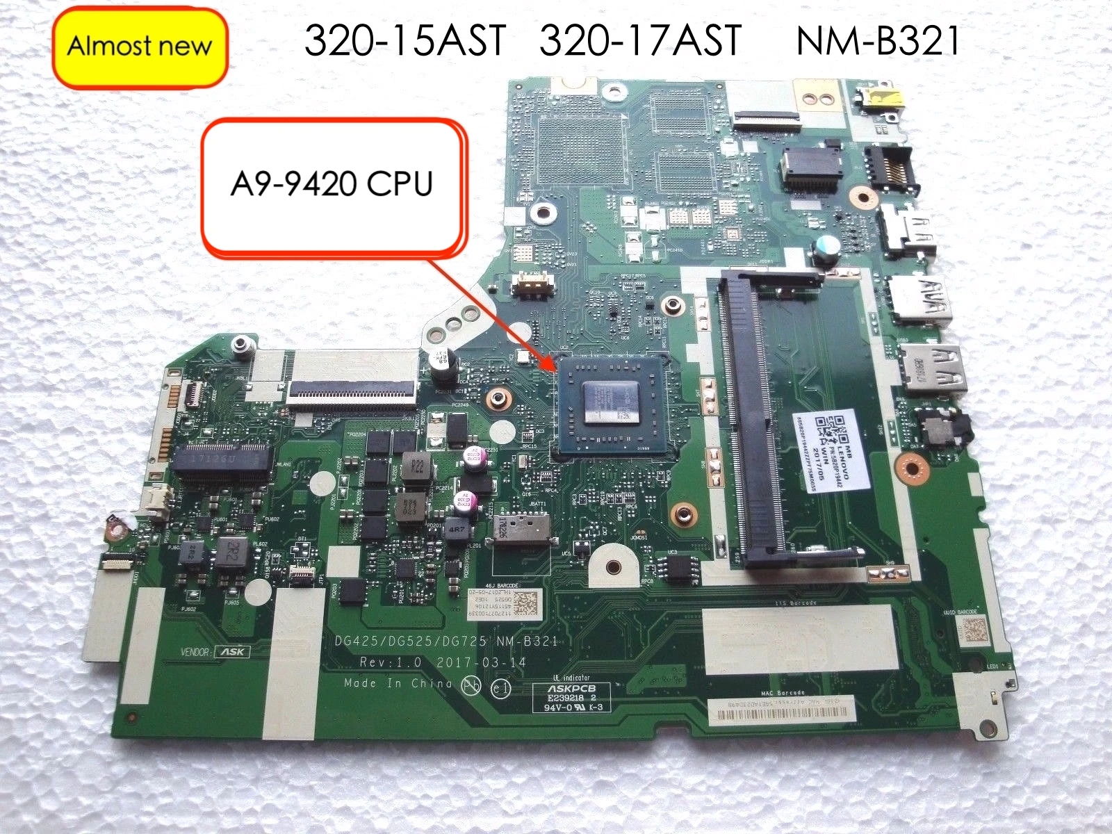 

For Lenovo Ideapad NEC 320-15AST 330-15AST 320-17AST Laptop Motherboard DG425 DG525 DG725 NM-B321 Mainboard