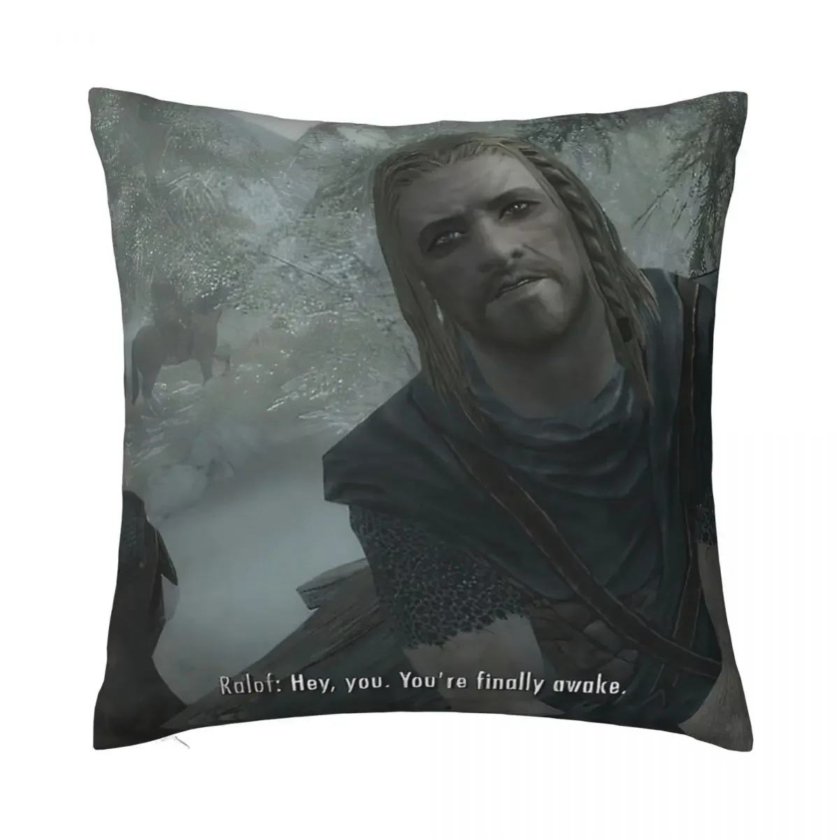 Hey You Youre Finally Awake Skyrim Meme Pillow Case Home Decoration for Sofa Car Cushion Cover Polyester Throw Pillow Covers