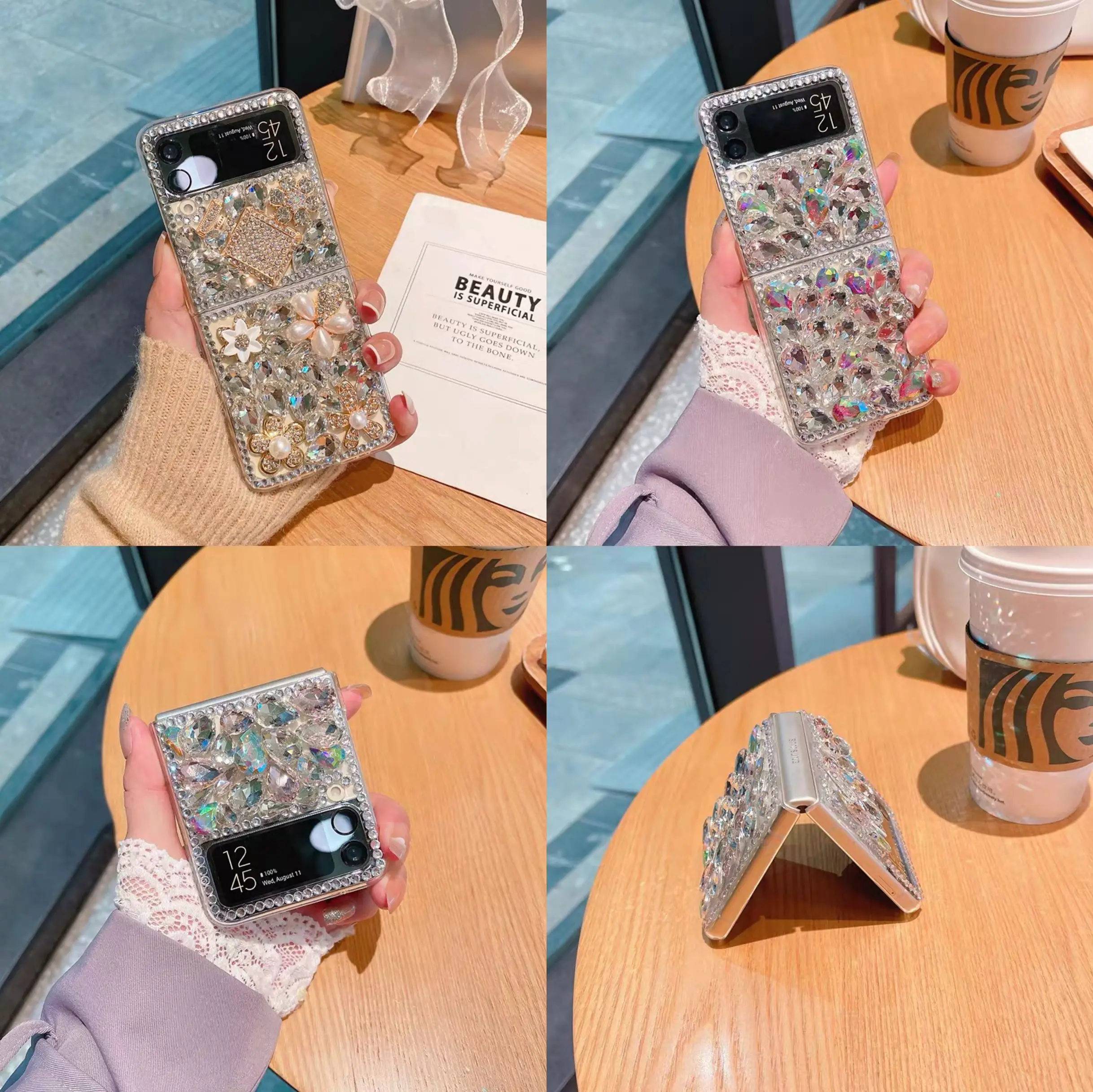 

Luxury Crystal Diamond Rhinestone 3D Stones Case for Samsung Galaxy Z Flip 3 Z Flip 4 Z Flip 5 Perfume Bottle Hard Back Cover