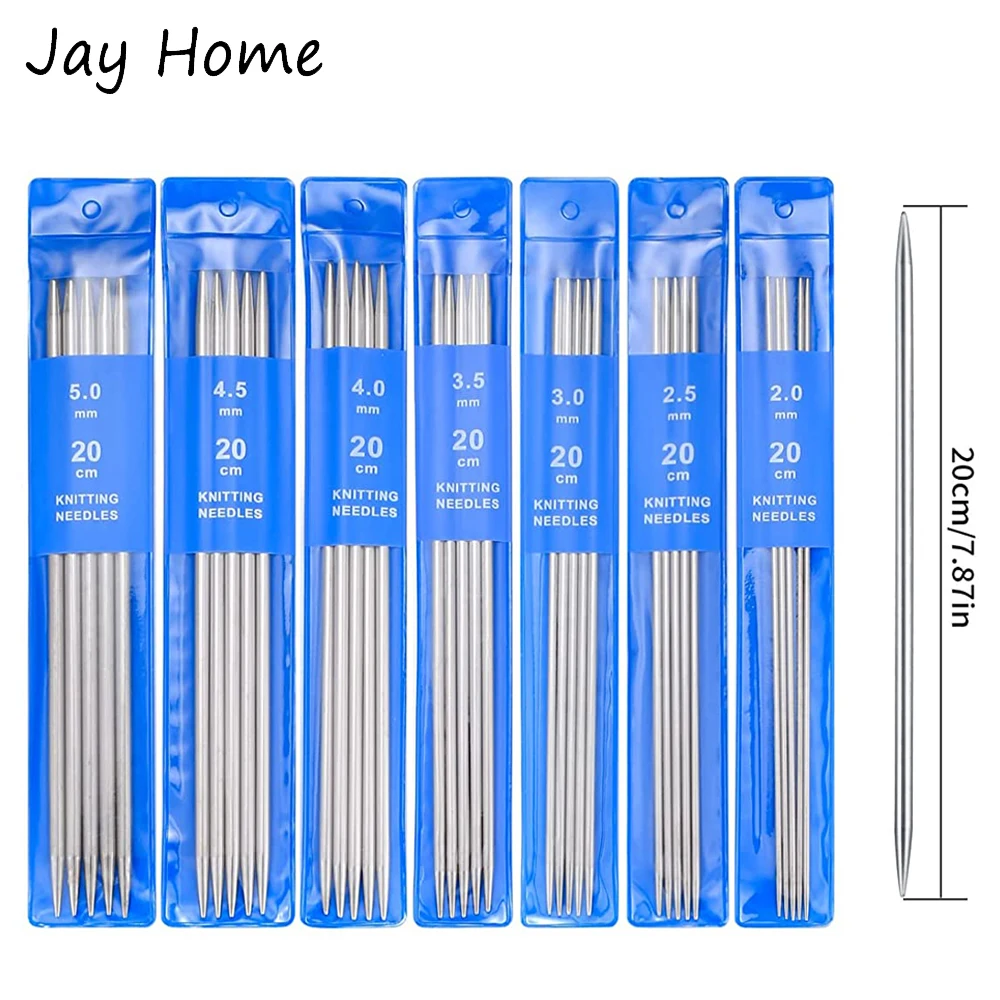 Premium Stainless Steel Double-Pointed Knitting Needles Set (20cm)