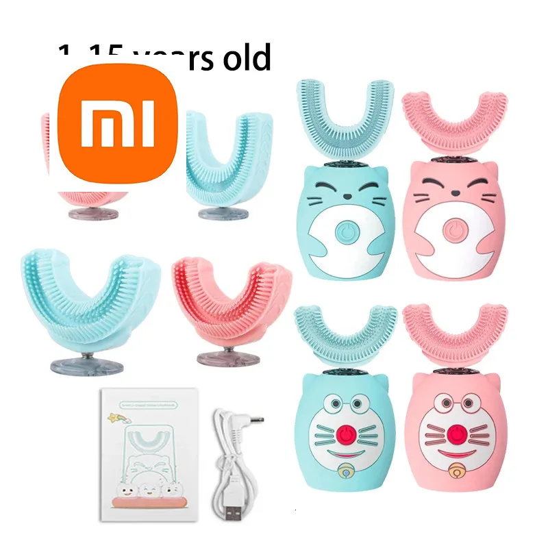 

Xiaomi Children Electric Toothbrush 360 Degrees Automatic USB Rechargeable Cleaning Silicone Child Smart Kids U Shape Sonic