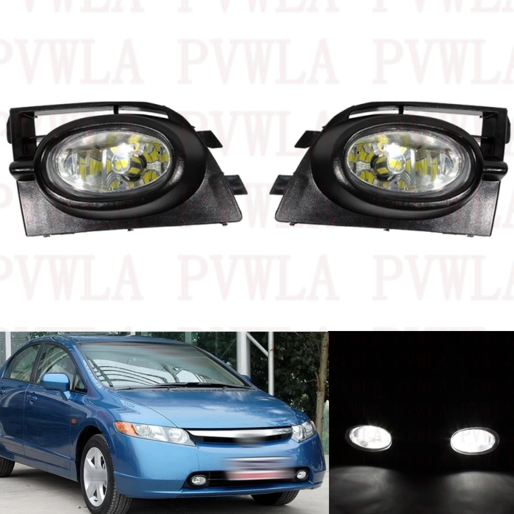 

Pair Front Bumper Fog Lights Lamp With LED Bulbs 33950-SNA-H01 33900-SNA-H01 For Honda Civic FA1 2006 2007 2008
