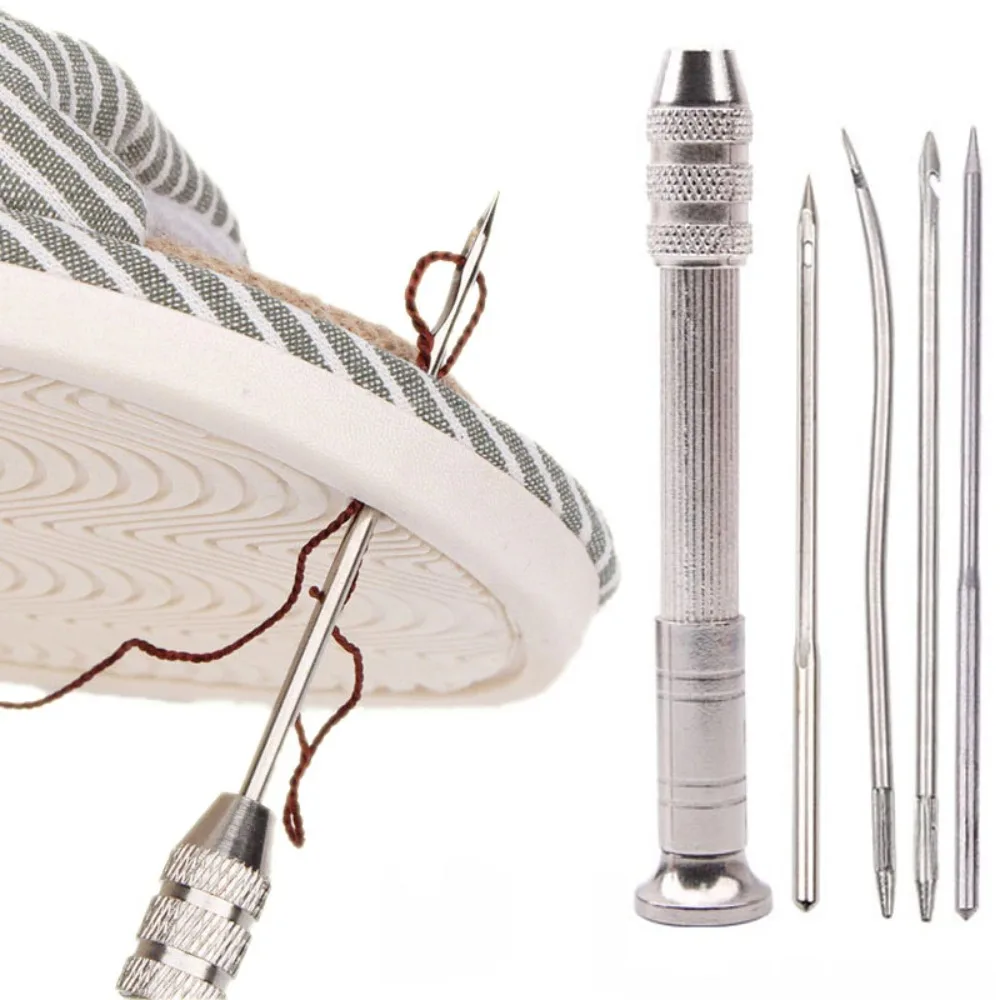 Leather Sewing Kit Leather Sewing Awl Set Replaceable Multifunctional Shoes Repair Tool Kit Punch Stitching Needles DIY Sewing Leathercraft