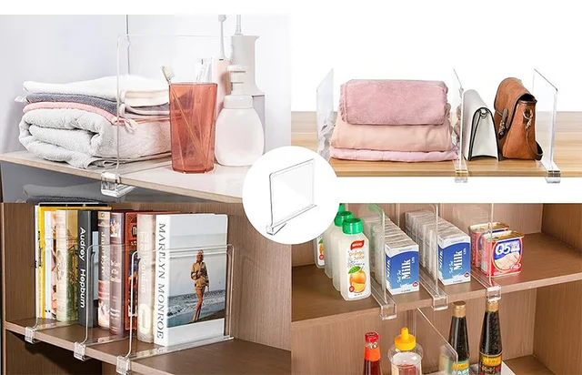 12 Divisori Per Ripiani In Acrilico Trasparente 30x20cm - Organizzatore Per Armadi E Scaffali
