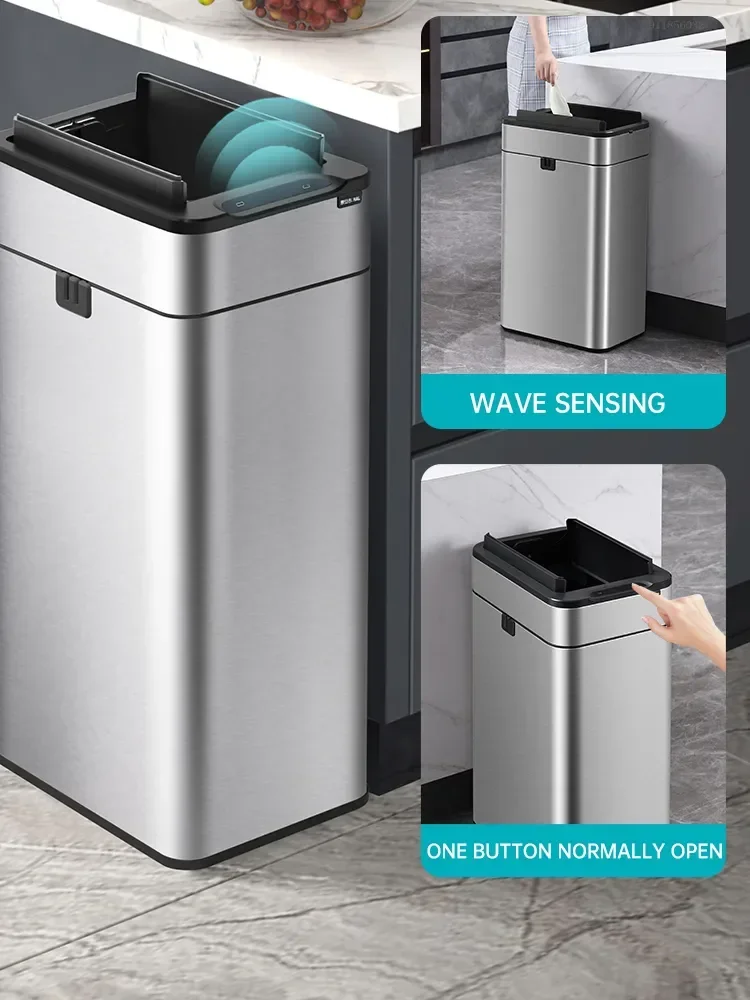 

Smart Sensor Trash Can 20 Liters 15L 30L 40L 50L Stainless Steel Automatic Kitchen Large Garbage Bin 60L Electronic Wastebasket