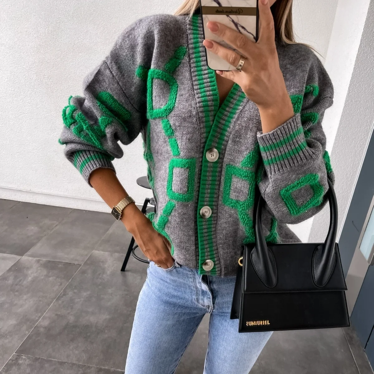 Loose V-Ne Cardigan Knitted Top Women's Street Sle Long Sve Button up Casual Loose Fit Knitwear Summer Outerwear