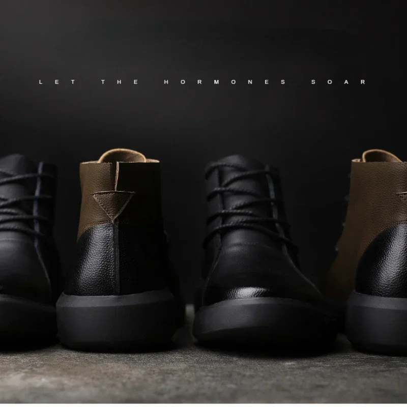 Men Chelsea Boots Genuine Leather Retro Motorcycle Working Casual