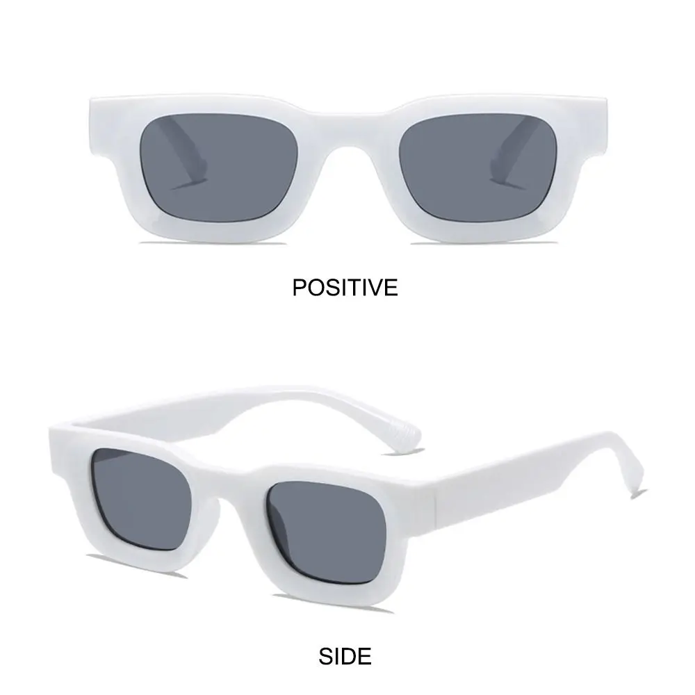 Dicke quadratische Retro-Sonnenbrille, klobige Strand-/Reise-/Streetwear, rechteckige Sonnenbrille, UV400-Schutzbrille für Damen und Herren – Detail 5