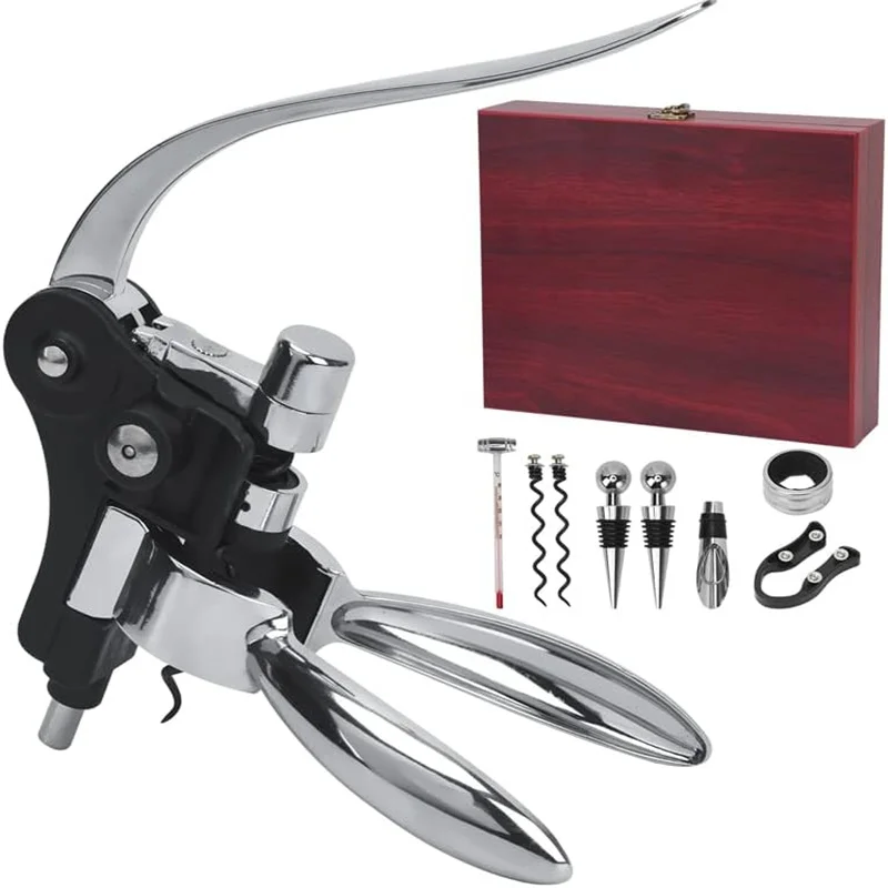 Wine Opener Set, Wine Bottle Opener Rabbit Corkscrew Set with Wood Case
