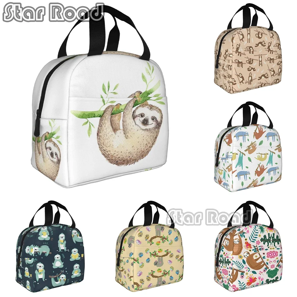 

Cute Sloth Insulated Lunch Bags Reusable Lunch Box Cooler Tote Bag for Women Men Work Outdoor Office Picnic