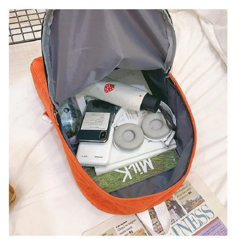 Corduroy Backpack for Women & Teens – Large Capacity Vintage School Bag, College Bookbag, High School Student Rucksack