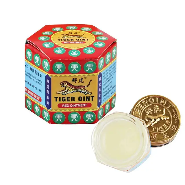 Red Tiger Balm Ointment Painkiller Ointment Muscle Pain Relief Ointment Soothe Itch Essential Balm Headache Dizziness Essential 19.4g D