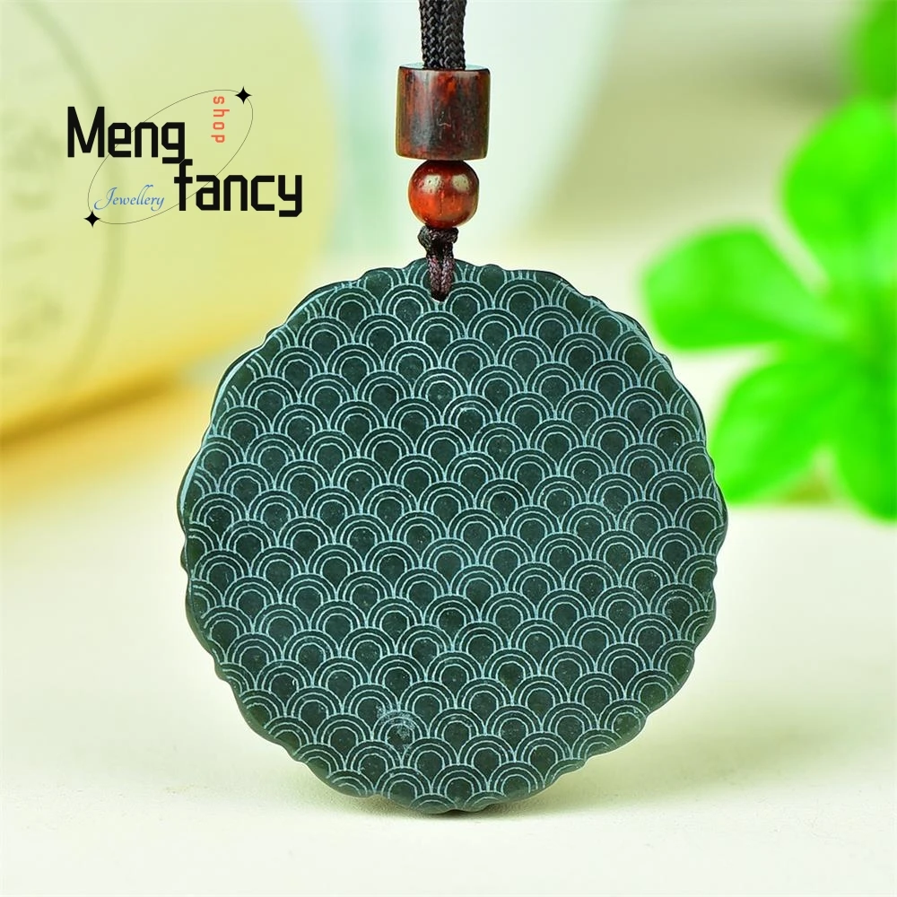 Natural Hetian Blue Jade Dragon Phoenix Pendant Charms Fashion Retro Men Women Necklace Amulet Fine Jewelry Luxury Holiday Gifts