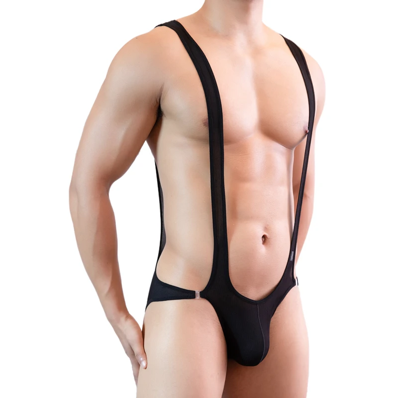 Men's Bodysuit Suspenders Thong Ribbed Sexy Lingerie With Straps Erotic Fetish Underwear For Adult Sensual One Piece Jumpsuit