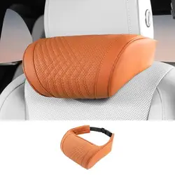Ergonomic Leather Memory Foam Car Neck Support Pillow (Orange)