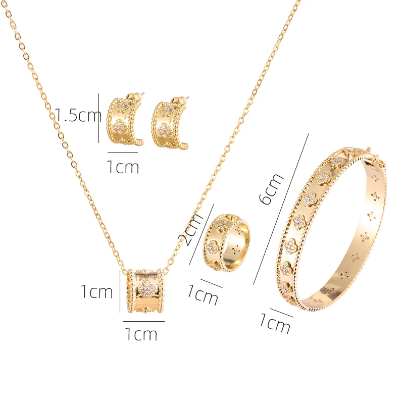 المرأة الزركون سوار حلقة القرط قلادة مجموعة من أرب...