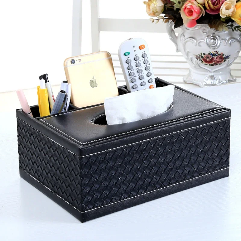 Tissue Box Napkin Holder High Quality Leather Tissue Box Cover Remote Control Cosmetic Stationery Storage Box Home Decoration 3