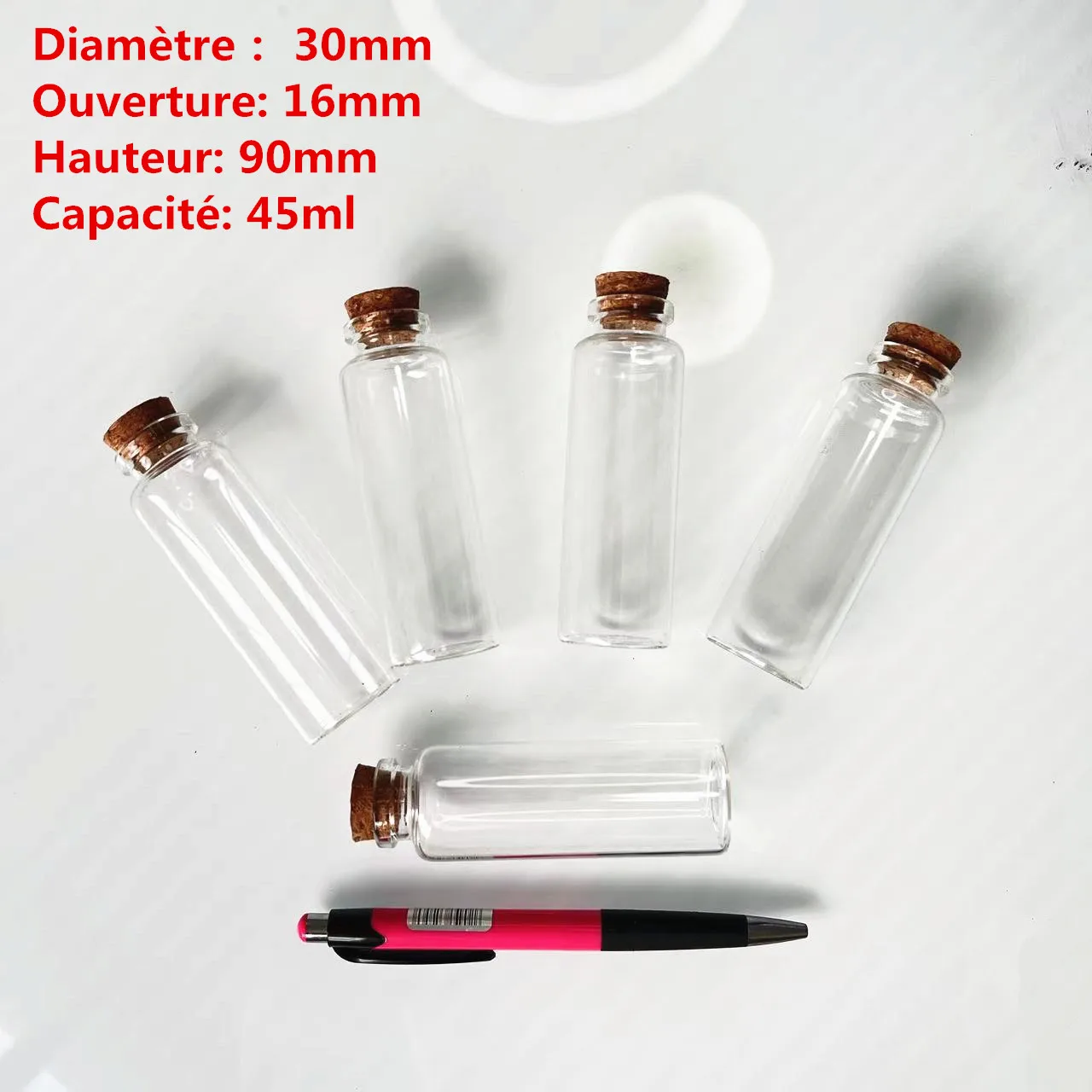 Wholesale16*30*90mm 45ml Decoration Glass Bottle Cork Stopper Crafts Glass Jars Mini Transparent Empty Small Vial Bottles