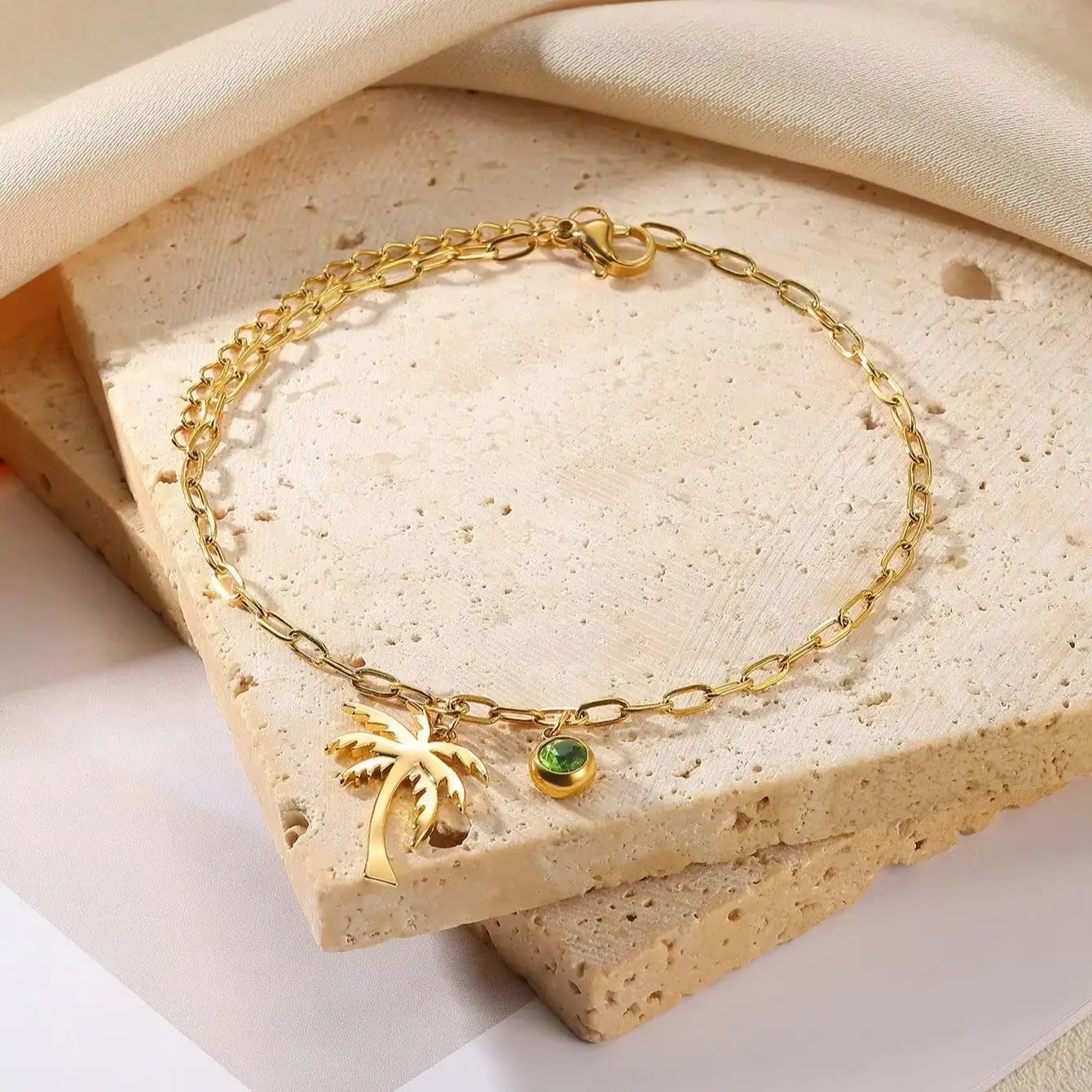 Gold Plated Stainless Steel Chain Anklets For Women