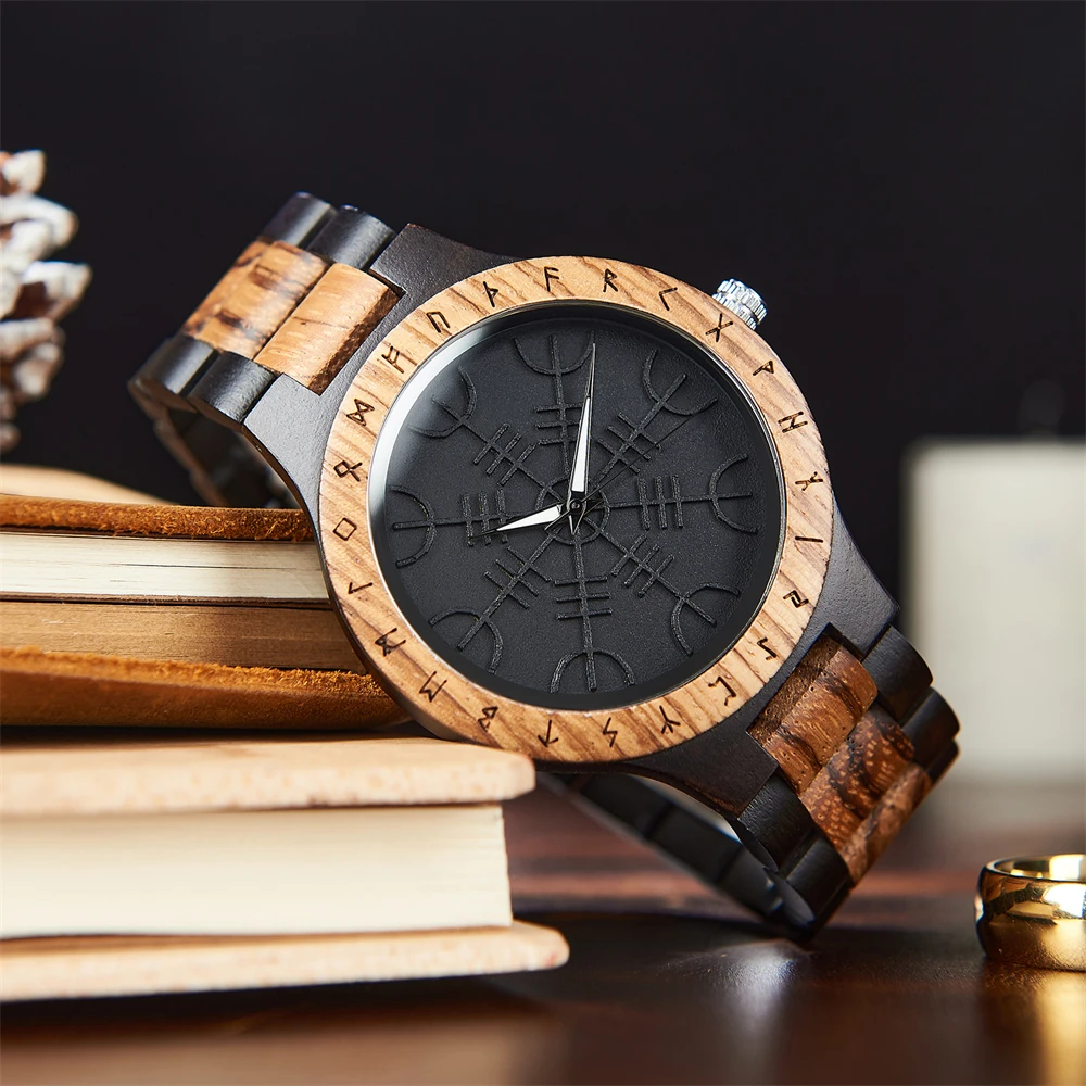 BOBO BIRD Viking Men's Watches Wooden Wristwatch Idea Gift for Men Clock Support Personalized Dropshipping