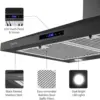 Range Hood Black,Wall Mounted Range Hood 30 inches,Black Kitchen Hoods with Touch Controls,Stainless Steel Range Hood in Black 2