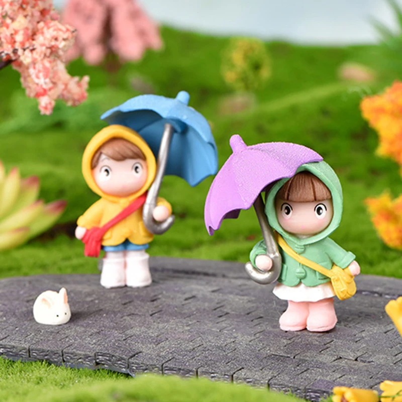 

1/4Pcs Mini Cute Umbrella Girl Doll Micro Landscape Handcrafted Fairy Garden Desktop Figurines Home Decor Ornament Craft Gift