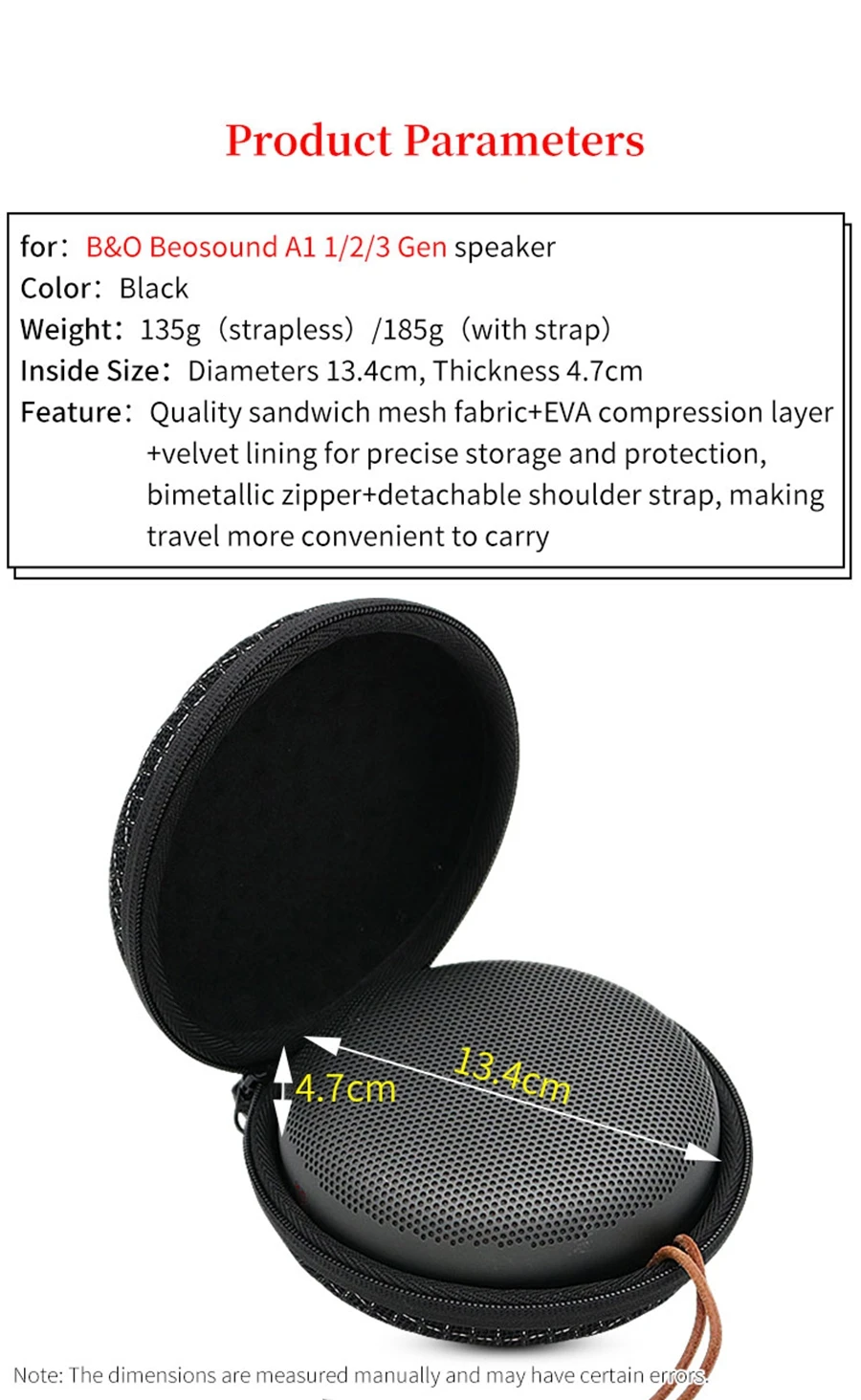 Portable Speaker Bag for B&O Beosound A1 1/2/3 Gen Speaker Sound Permeable Bags Outdoors Travel Carrying Transparent Case