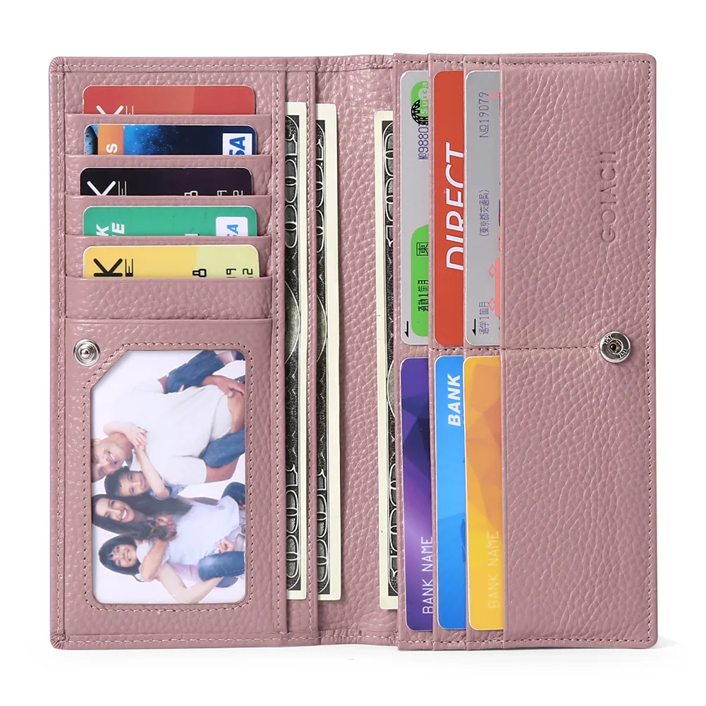 Large flat leather wallet - LadaLeather