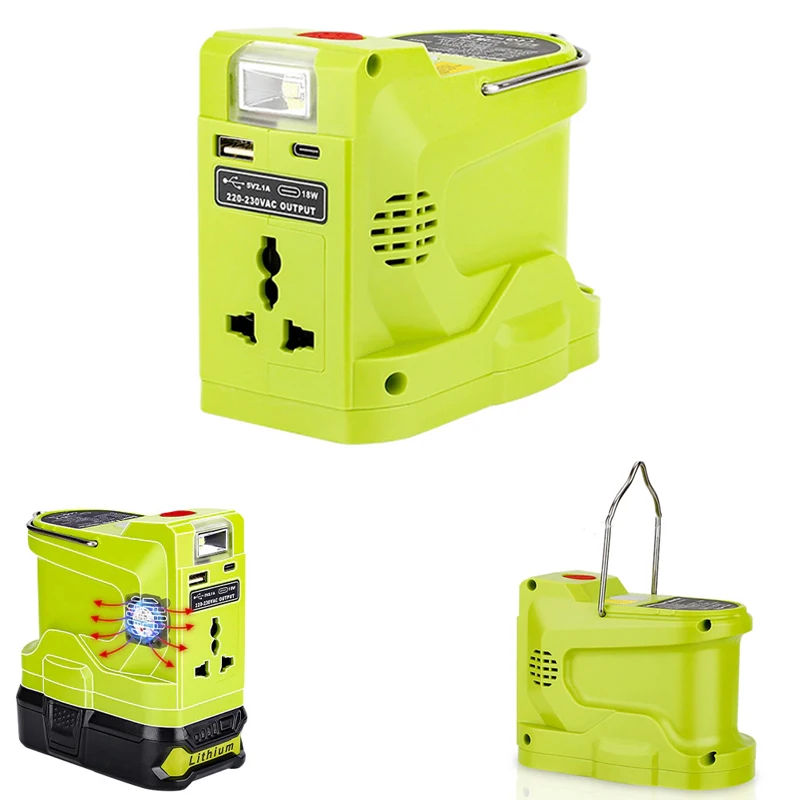 Inversores de Energia Portáteis com Saída Usb e tipo c Gerador de Inversor Alimentado para Ryobi Bateria 18v 200 w 120120v ac