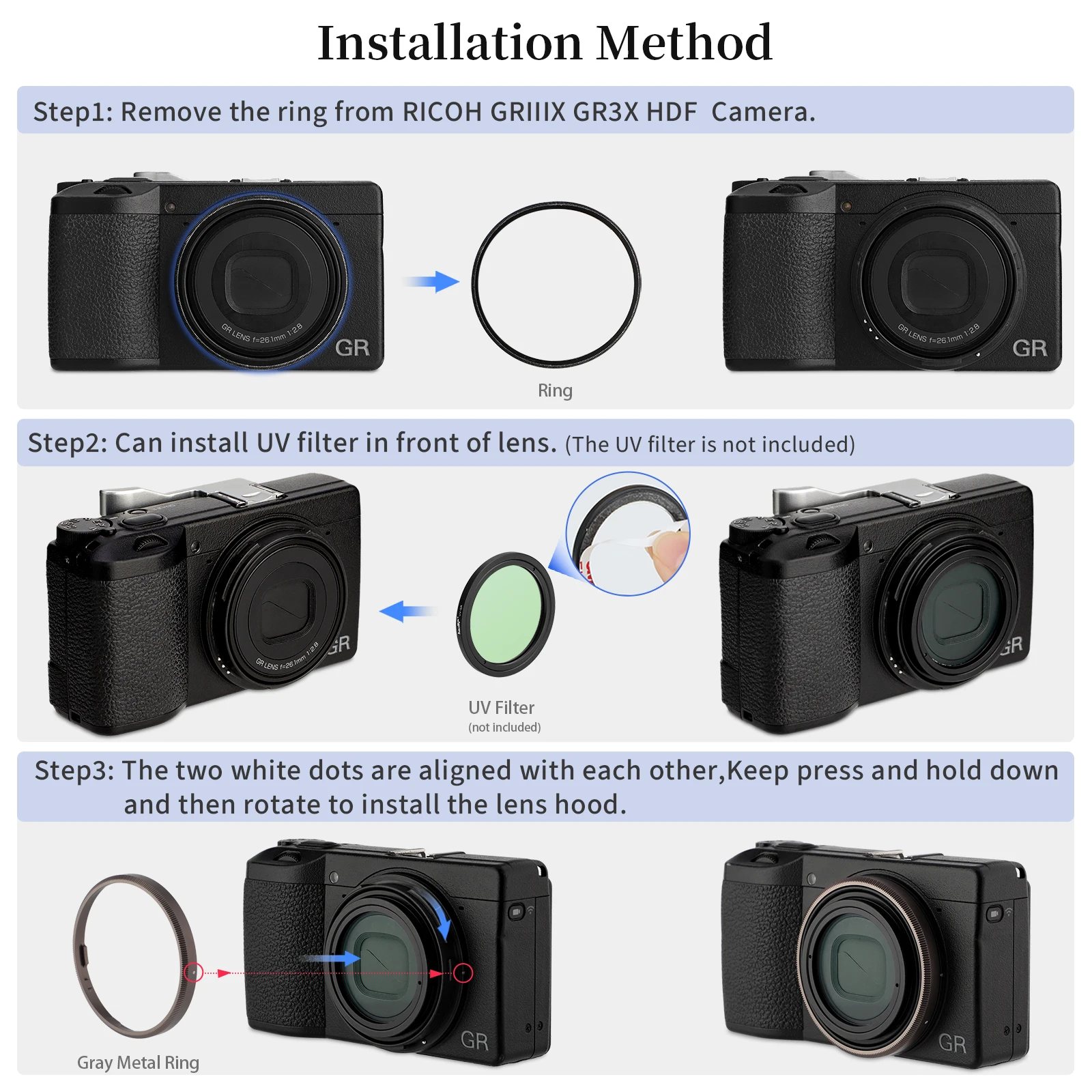 JJC Lens Decoration & Protection Ring For Ricoh GR IIIx / GR3x HDF – Replaces GN-2 (RN-GR3X)