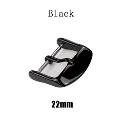 Solid Stainless Steel Watchband Buckle - Spare Watch Strap Clasp Accessory - 22mm (Black)