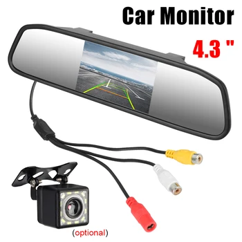 Reproductor de coche de 12V, espejo Interior, cámara de visión trasera, Monitor de estacionamiento, pantalla de 4,3 pulgadas, pantalla de vídeo HD, DVD, accesorios PDC Parktronics 1