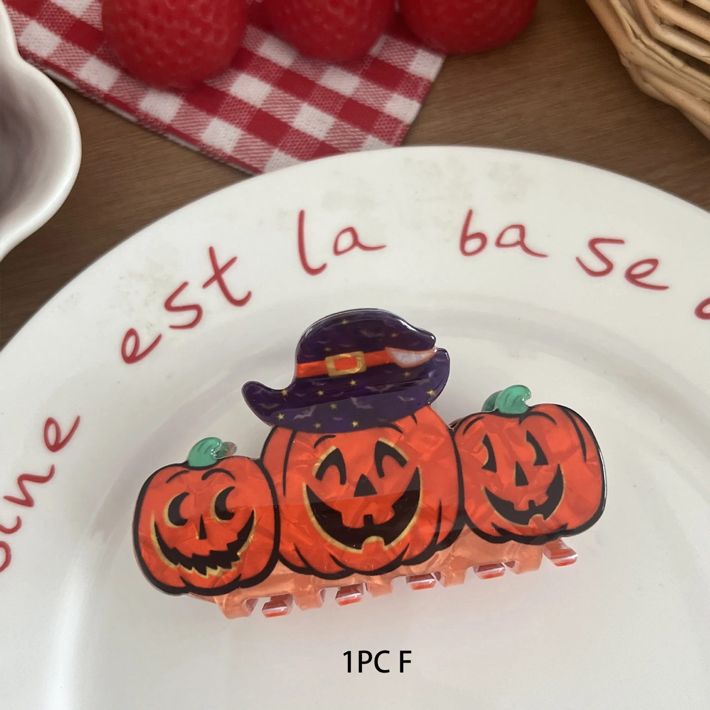 1 Stück neue Halloween-Greifklammer, Kürbis-Haarspange, lustige Apfel-Rimassen-Hai-Clip-Feiertags-Kopfbedeckung – Detail 9