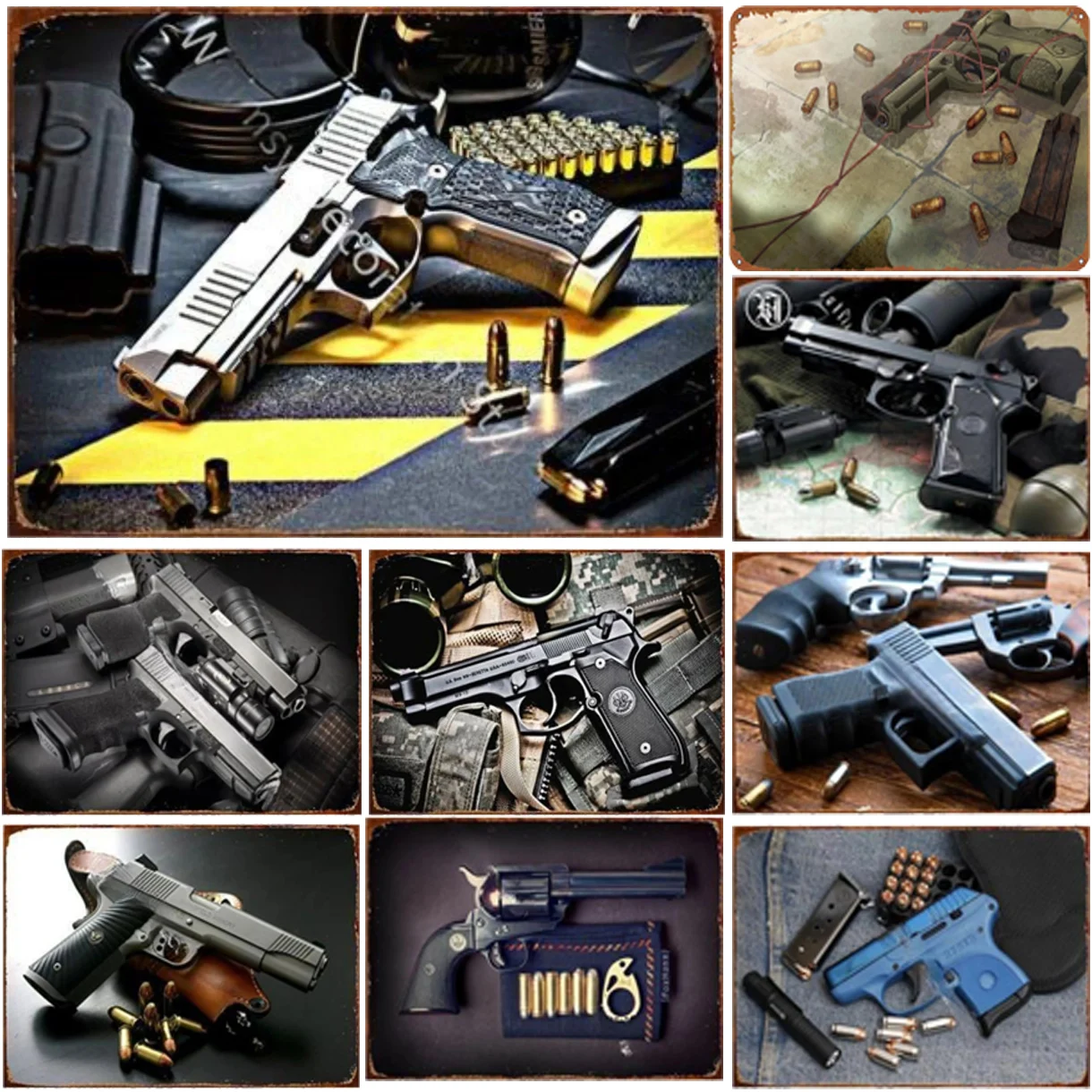 PLAQUE MÉTAL Arme A Feu Pistolet Revolver 30X 20 Cm EUR 19,99 - FR