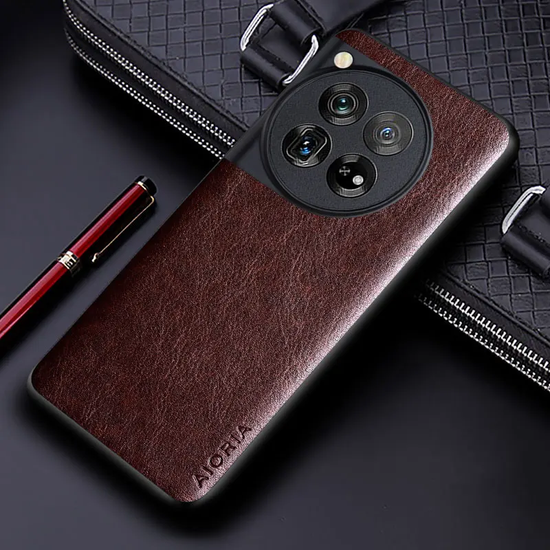 Luxury Leather Business Phone Case - Premium Solid Color Soft & Hard Protection Cover