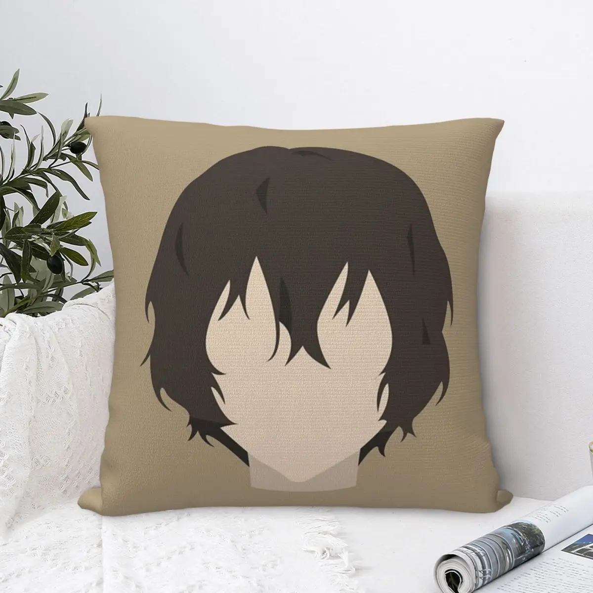 다자이 오사무이 (분구 스트레이 독) 베개 케이스 베개 커버, 블랙 다키마쿠라 쿠션 커버, 폴리에스터 쿠션 커버