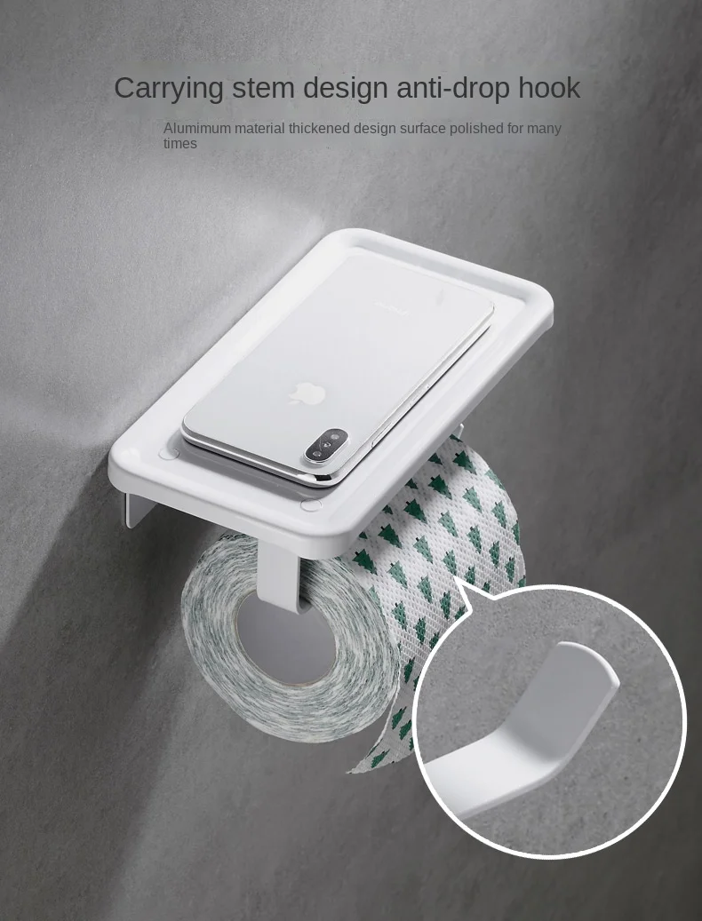 Weiße Badezimmer-Hardware, Papierhalter, Telefonregal, Toilette, Aluminium