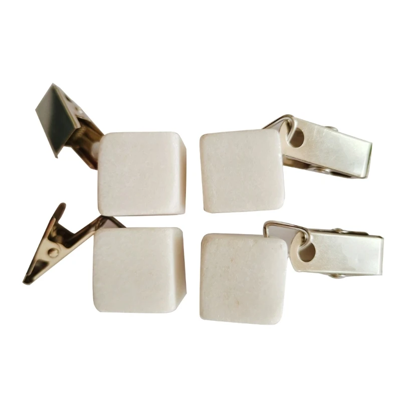 Tablecloth Weights Marble Stone Table Cloth Hangers Indoor Outdoor Square Heavy Table Cover Holder Metal Clip 4pcs
