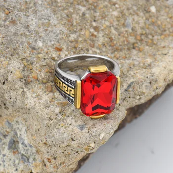 Men's High Quality Vintage Stainless Steel Gemstone Styles Ring Jewelry
