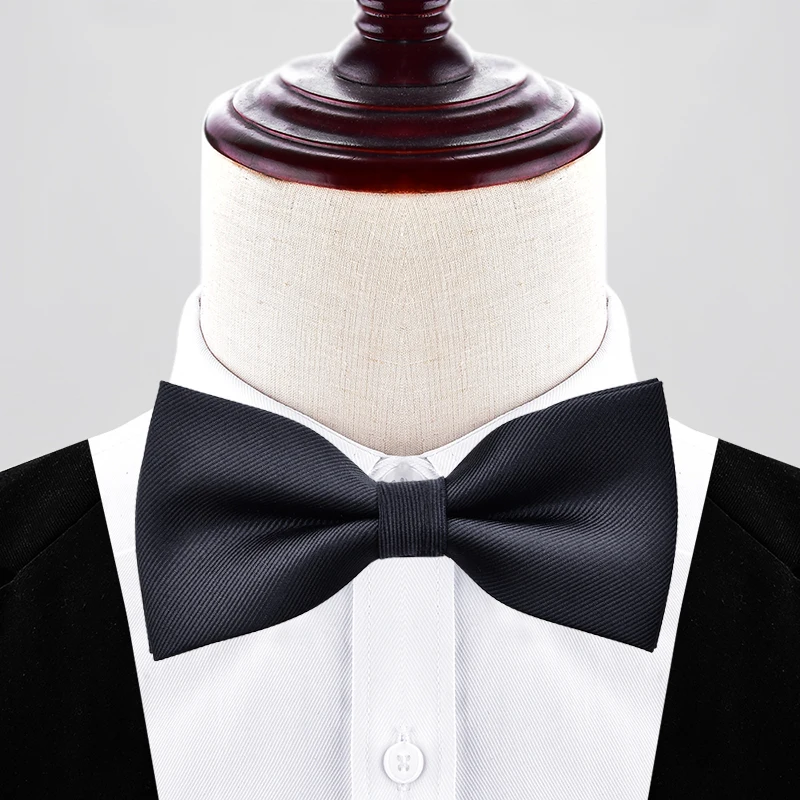 Men's Pure Color Striped Double Bow Tie - Elegant Fashion Accessory