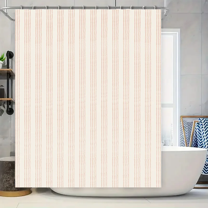 White Striped Bath Mat Waterproof Shower Curtain Home Decor Customizable Size Polyester Modern Bathroom Curtains