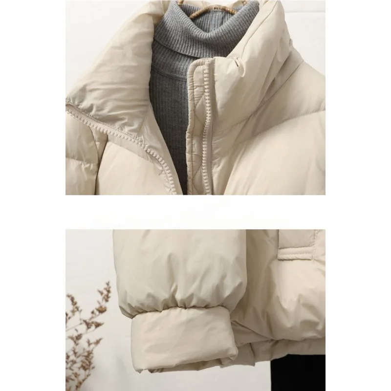 2023 New Women Down Jacket Winter Coat Female Short-length Frivolous Parkas Loose Fashion Outwear Stand Collor Cardigan Overcoat