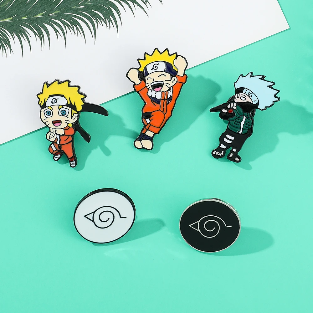 

Uzumaki Naruto Lapel Pins for Backpack Badge Anime Naruto Kakashi Metal Brooch for Women Fashion Party Jewelry Gifts