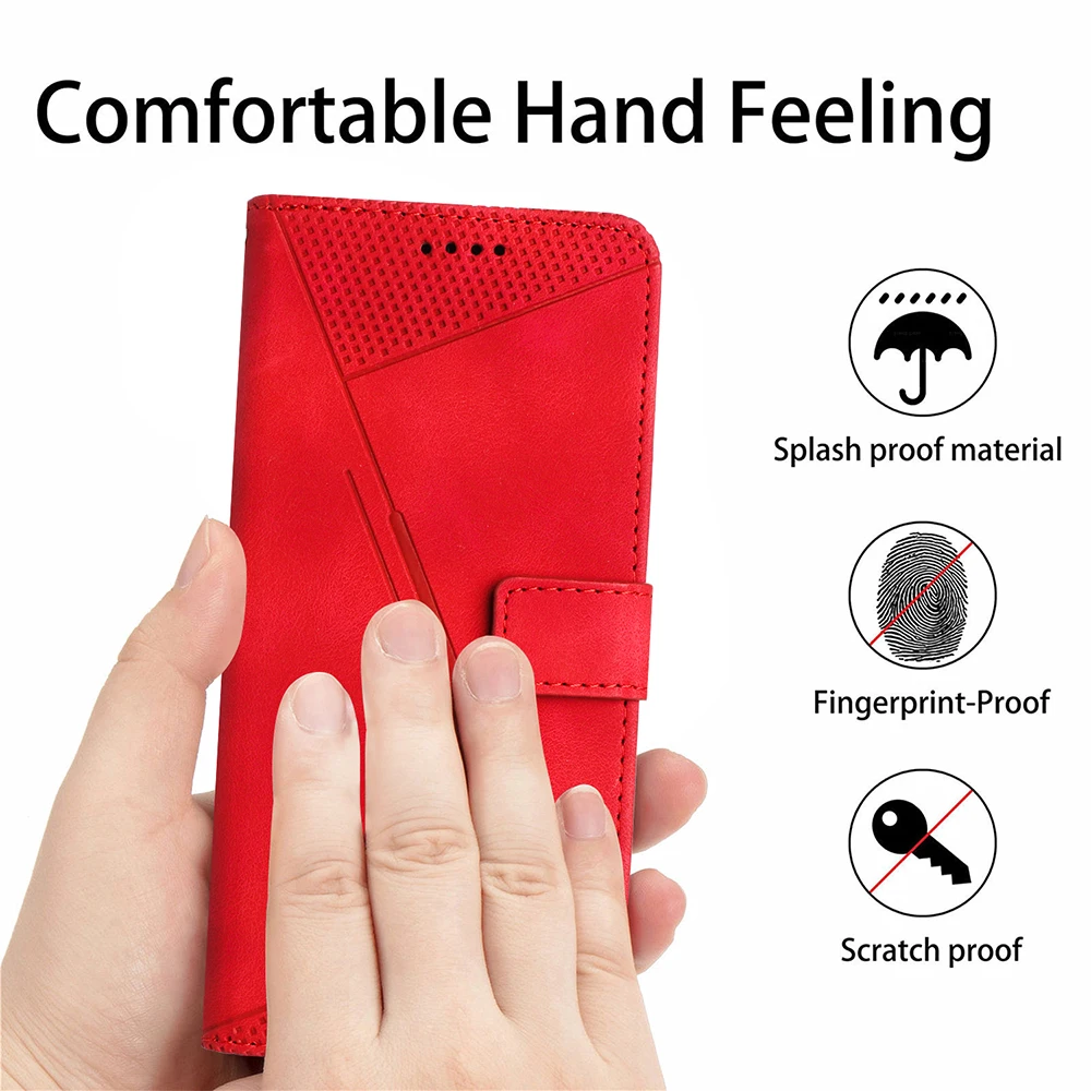 Geometric Leather Wallet Flip Case with Card Holder