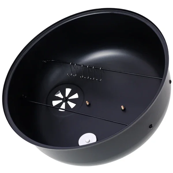 木炭烟熏烤架 木质烟熏烤架 户外烹饪 16 英寸垂直烟熏器 便携式烧烤架 适合露营，黑色-52