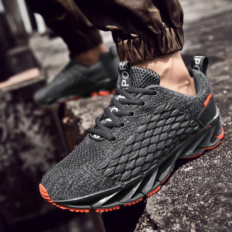 

Men Blade Shoes Knitted Vamp Casual Sports Shoes Comfortable Breathable Running Shoes Blade Sneakers