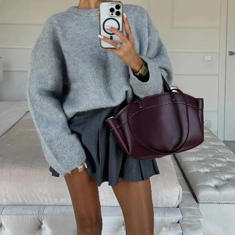 NEW Large Capacity Tote Bag Underarm Pouch Pu Leather Shoulder Bag Retro Crossbody Bag Casual Portable Bucket Bags Handbag